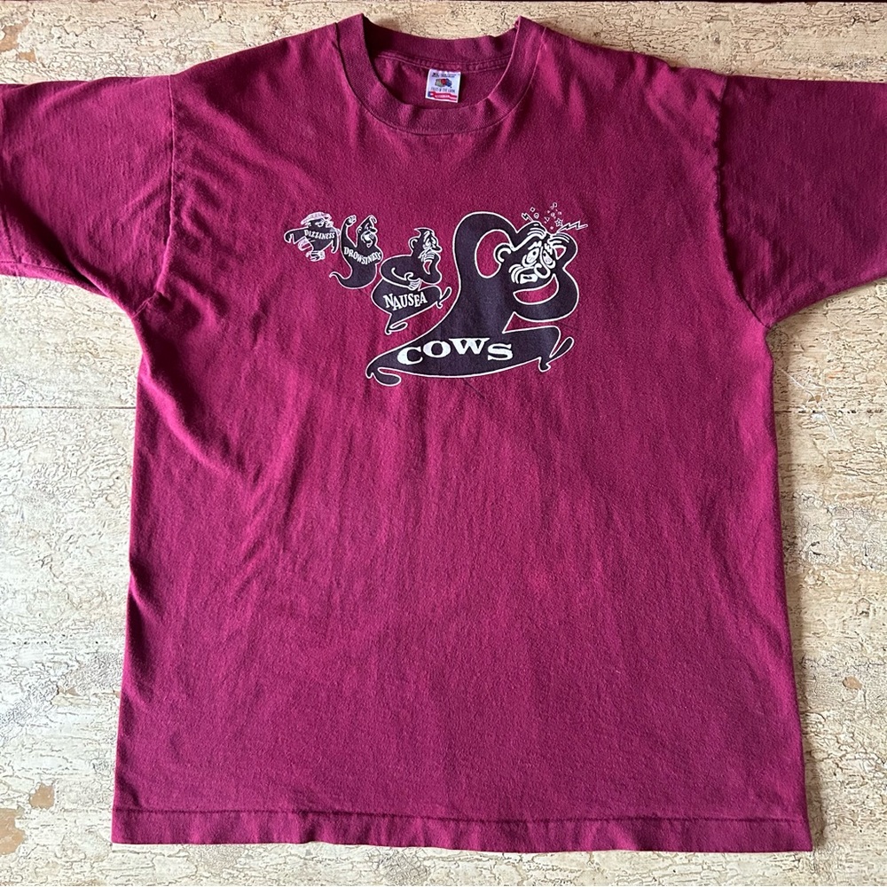 COWS 1990 NAUSEA size XL Authentic Rare AM REP Vintage 90s Punk Band T-shirt